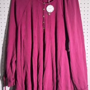 Washed Fuchsia Thermal Henley